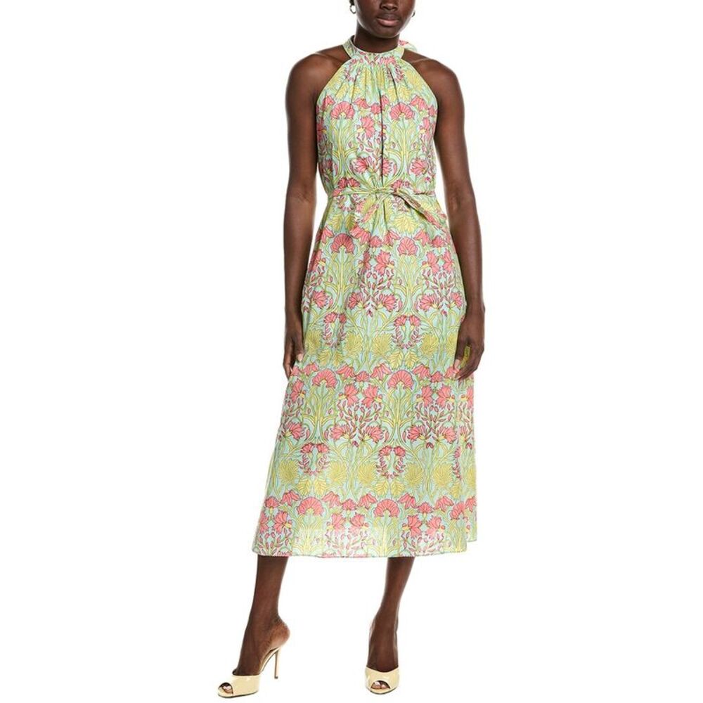 Garrie B Womens  Green Floral Boota Ruffle Dress, Green